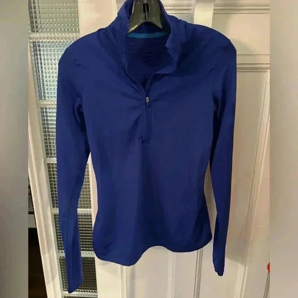 Nike Dri fit women’s performance zip up jacket blue with ribbed back size small - Picture 1 of 8